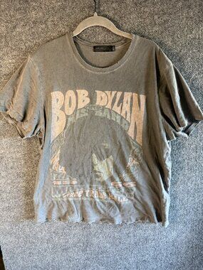 Bob Dylan Shirt Mens Large Gray Junk Food Clothing Graphic Tee Band Music Rock